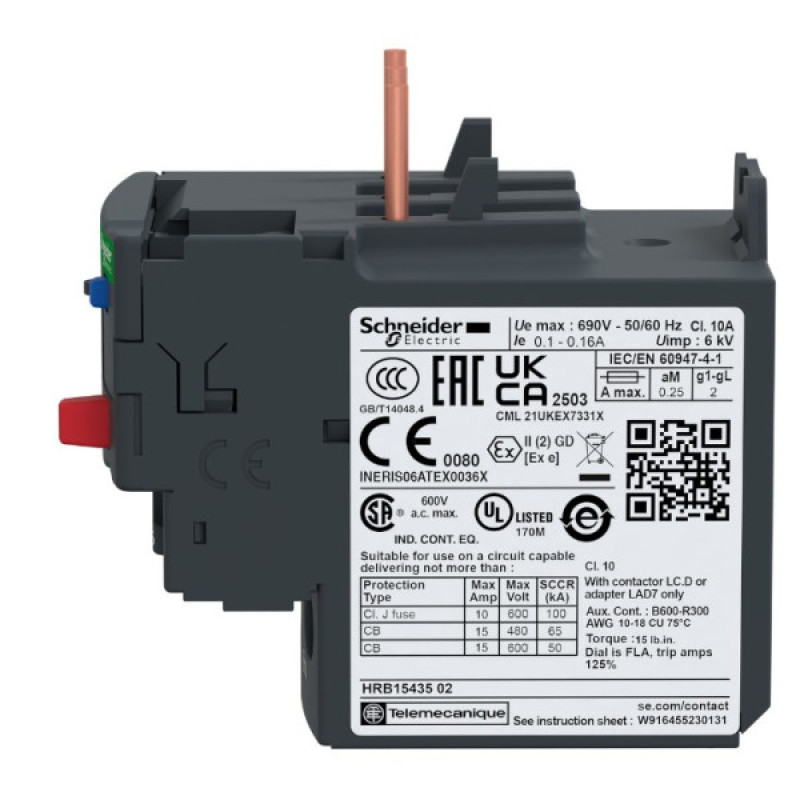 Тепловое реле Schneider Electric LRD04 0,4-0,63A