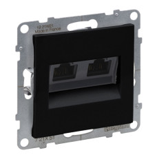 Двойная компьютерная розетка RJ45 Cat.5e UTP Legrand SUNO (чорный) 721451