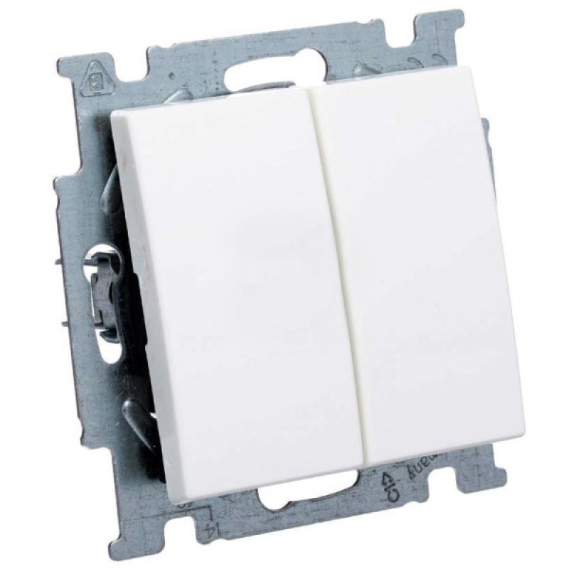 Двухклавишный проходной выключатель ABB Basic 55 2006/6/6 UC-94-507 (альпийский белый)