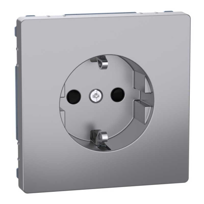 Розетка Schneider Electric D-Life MTN2300-6036 з з/к та шторками нержавіюча сталь