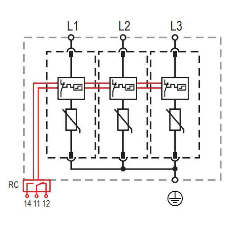 Обмежувач перенапруги ETI 002440504 ETITEC M T12 300/7 (3+0 3p TNC)