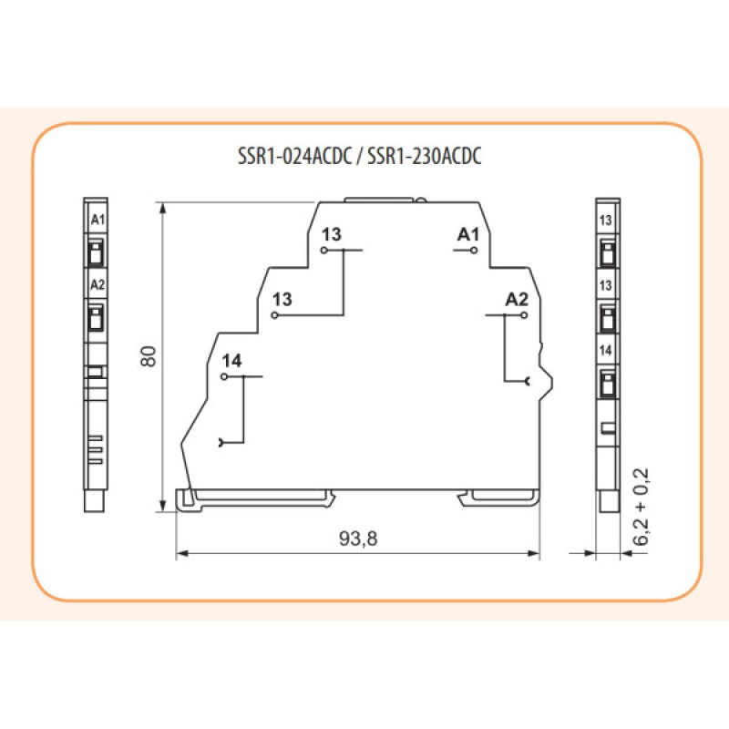 Тиристорне інтерфейсне реле ETI 002473051 SSR1-230 ACDC 1NO 1.2A AC1 400V AC