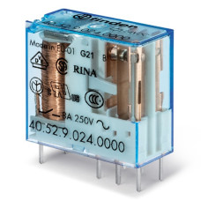 Миниатюрное реле Finder 2CO 8A 24В DC с блокировкой кнопки (465290240040)