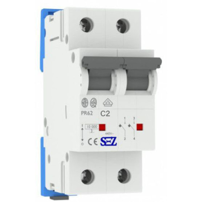 Двухполюсный автомат SEZ 62 C 2А 2P (PR62C2A)