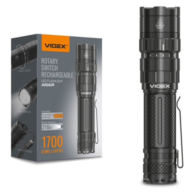Светодиодный портативный фонарик Videx 1700Лм 6500K (VLF-A156R)