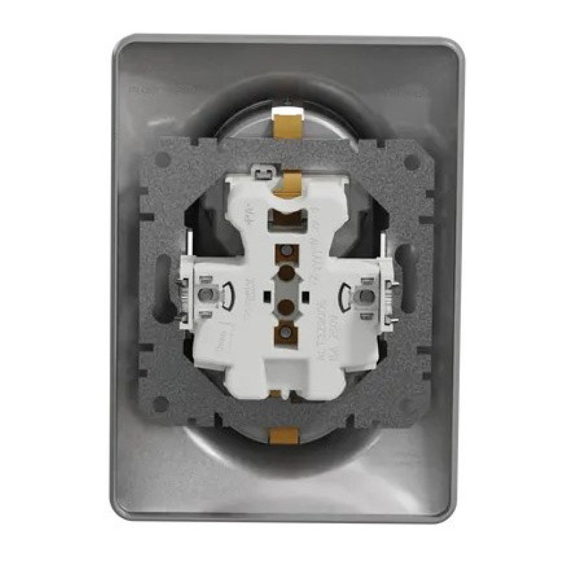 Двойная розетка Schneider Electric Sedna Design с заземлением и шторками алюминий SDD313221