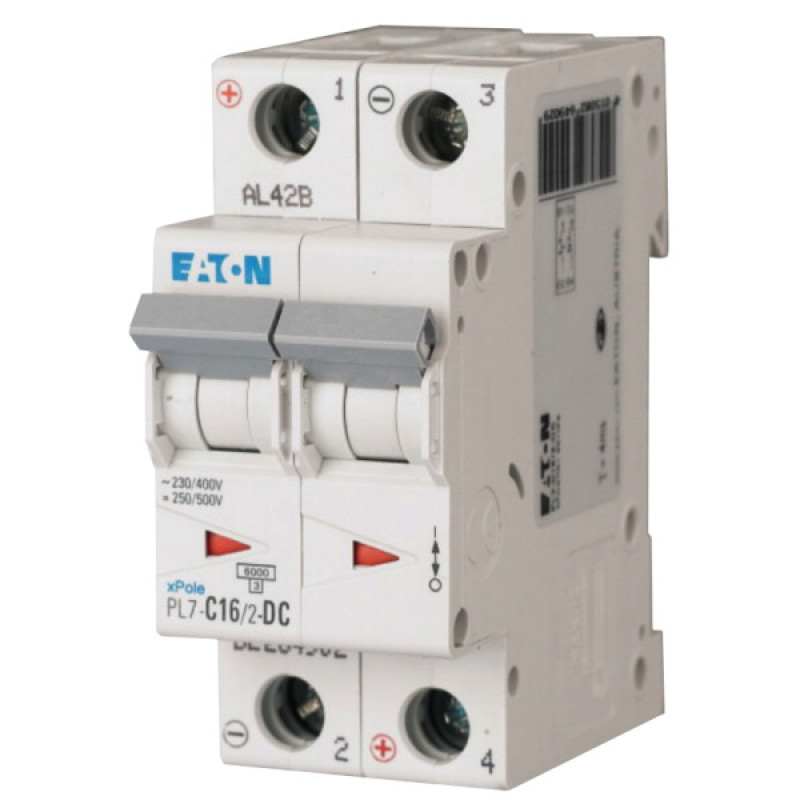 Автоматический выключатель Eaton PL7-C16/2-DC 500В DC 16А C