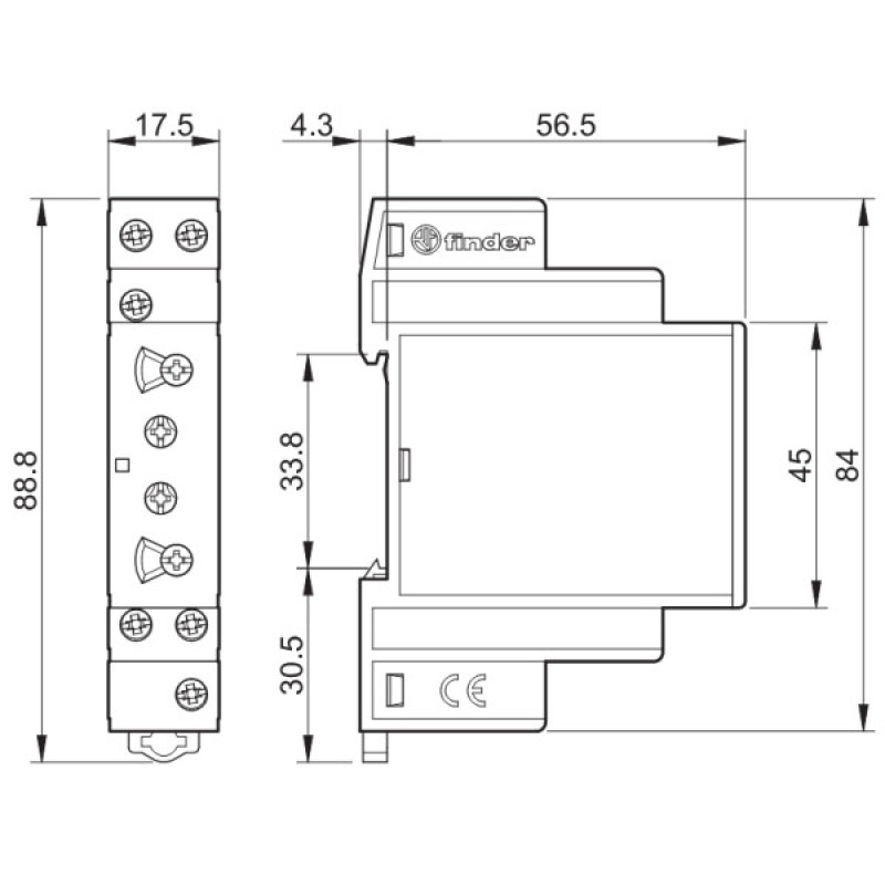 Реле времени Finder 1CO 16A 12-240В AC/DC (809102400000)