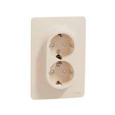 Двойная розетка Schneider Electric Unica New NU206744 с з/к со шторками винт зажим бежевая