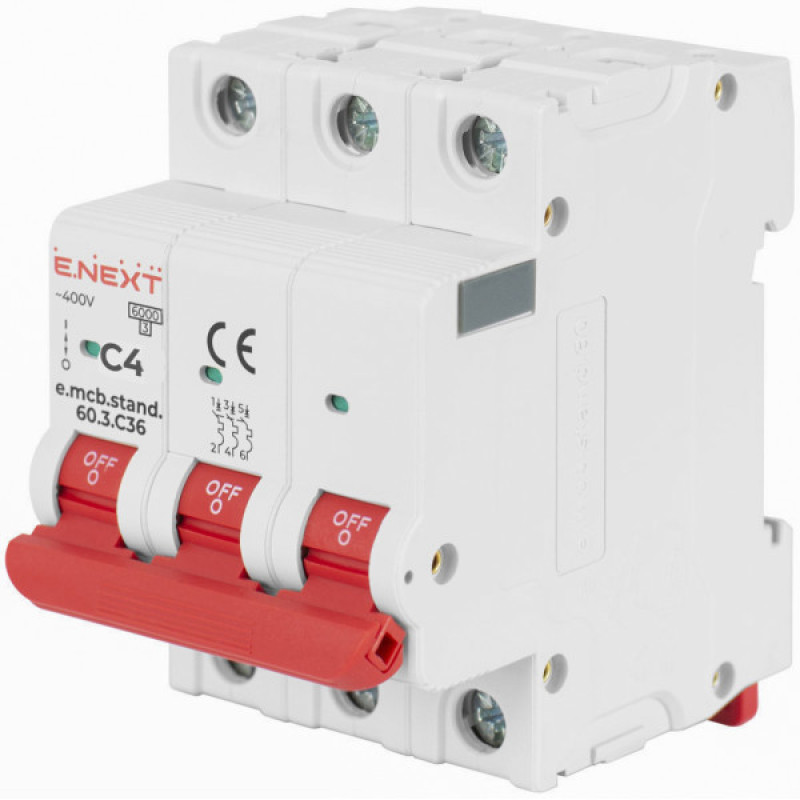 Модульный автоматический выключатель E.Next e.mcb.stand.60.3.C4 3р 4А C (s002127)