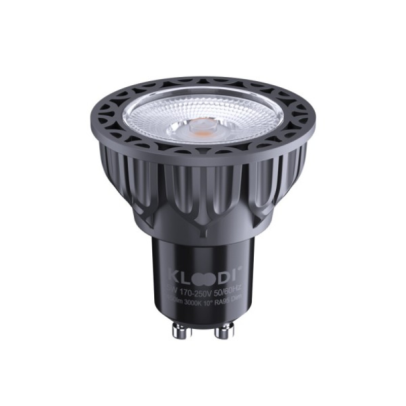 Светодиодная лампочка Kloodi KDGU10-QL 5WCOB 3K 10D BK DIM GU10 450Lm IP20