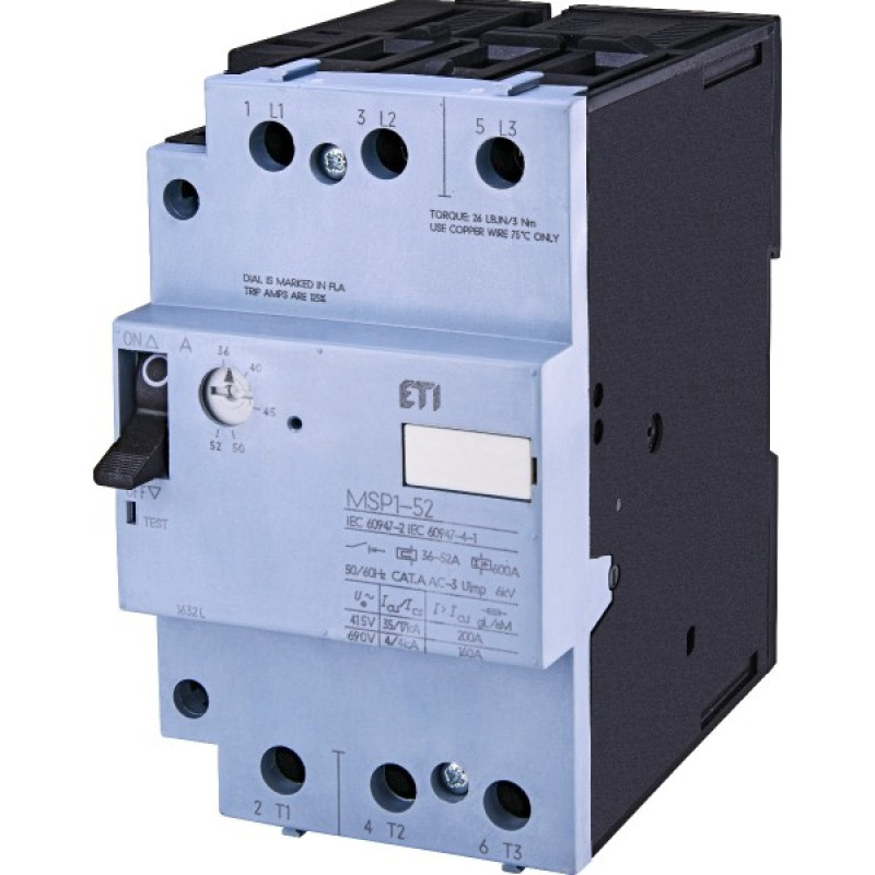 Автомат защиты двигателя ETI 004646630 MSP1-52 (22 kW 36-52A)