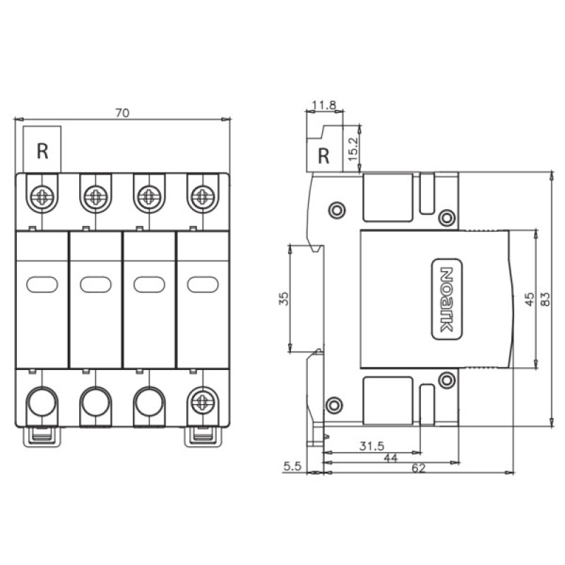 ПЗІП NOARK Ex9UE1+2 1+2 (B+C) 50кА 275В AC 3P+N (103340)