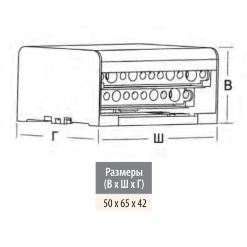Распределительный клеммный блок ETI 001102300 EDB-207 2p L+PE/N 125A на 7 выходов