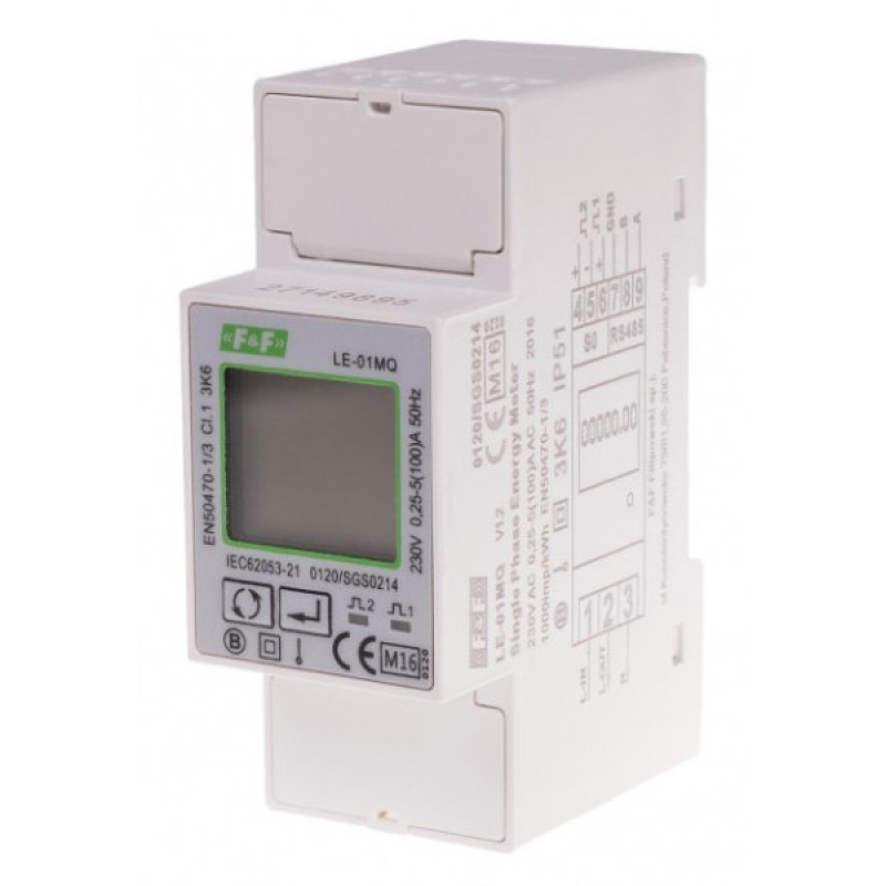 Однофазный счетчик электроэнергии F&F LE-01MQ 230В 100А