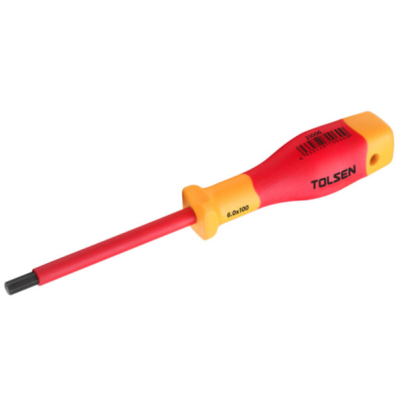 Диэлектрическая шестигранная отвертка Tolsen (V31006) VDE H 6х100мм Premium