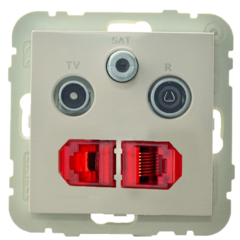Розетка Logus 21546 TMF R-TV-SAT-2xRJ45 (Cat.6) (бежевий)