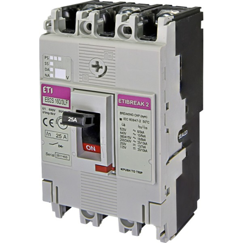 Автоматический выключатель ETI 004671804 EB2S 160/3LF 32А 3P (16kA фиксированные настройки)