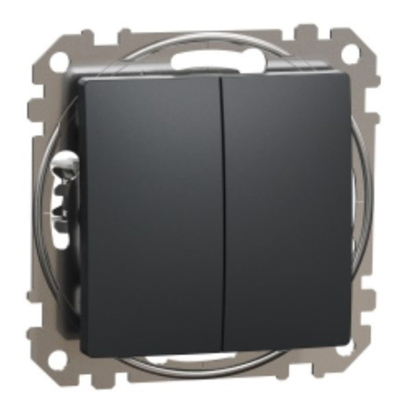 Кнопковий двоклавішний вимикач Schneider Electric Sedna Design & Elements чорний SDD114118