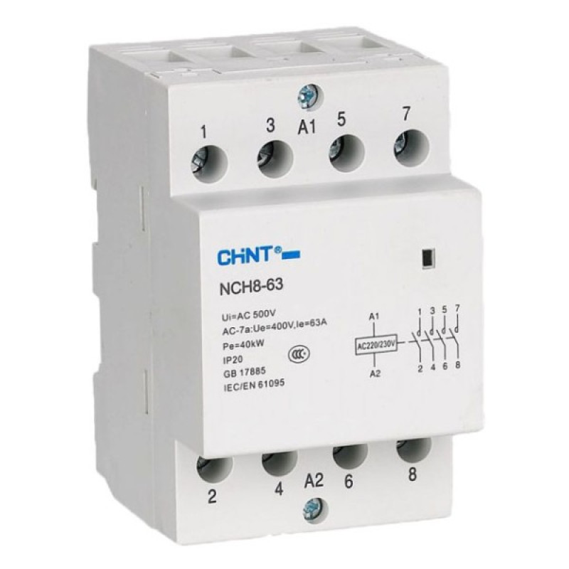 Модульный контактор Chint NCH8-63/40 63A 4NO AC 220/230В (256101)