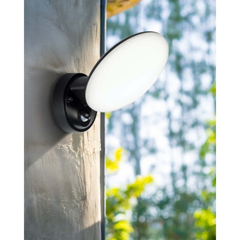 Уличный светильник с датчиком движения Goldlux 333797 Olaf LED 1x10W 4000K 1200Lm IP44 черный