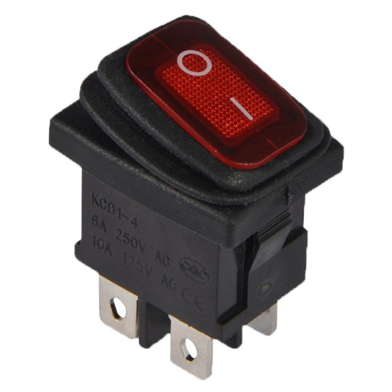Переключатель TNSy KCD1-4-201WN R/B с подсветкой IP65 красный (TNSy5500704)
