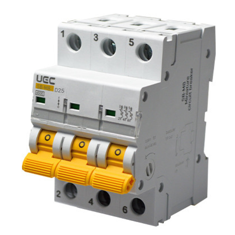 Автоматический выключатель UEC SB-M8 3P 25A D 4,5кA (MCB45-3-025-D)
