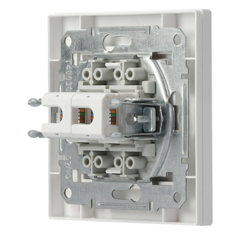 Розетка комп'ютерна RJ45 кат.5е UTP подвійна біла Asfora, EPH4400121