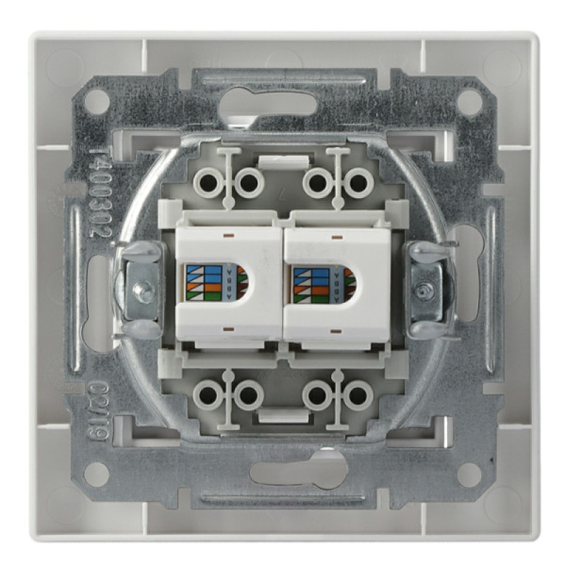 Розетка комп'ютерна RJ45 кат.5е UTP подвійна біла Asfora, EPH4400121