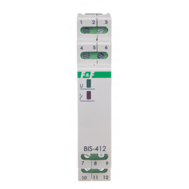 Бистабильное реле F&F BIS-412M-LED 165-265В AC 16А (защита от пускового тока)