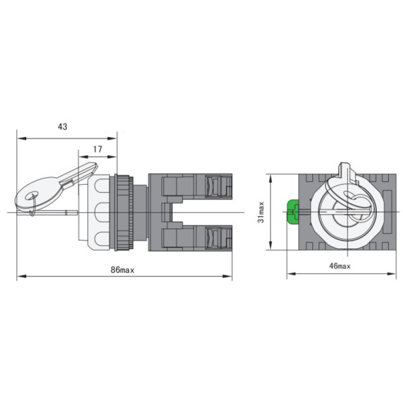 Переключатель NOARK Ex9P1 SK с ключом (105676)