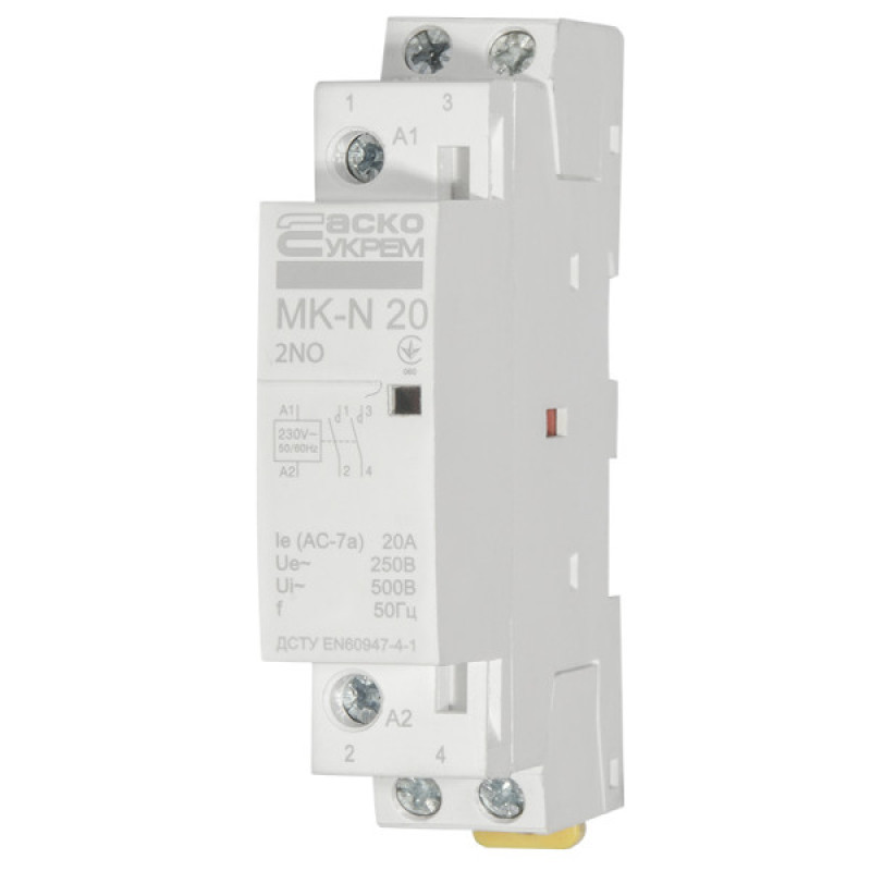 Модульний контактор Аско-Укрем MK-N 2P 20A 2NO (A0040030024)