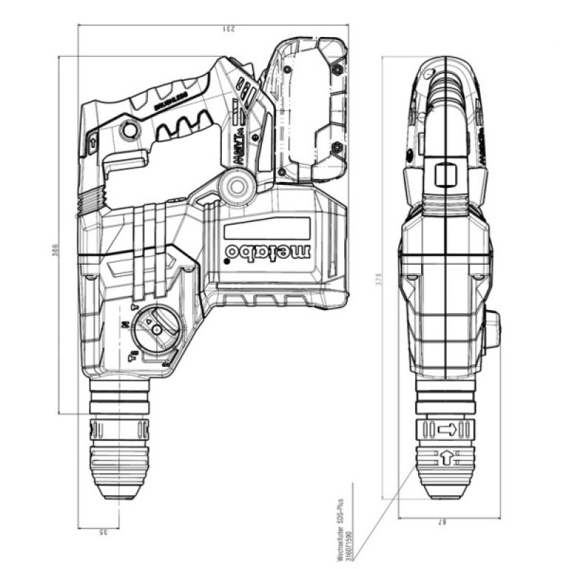 Акумуляторний перфоратор Metabo 18 LTX BL 28 Q 18В 2x5,5Аг LiHD (601715930)