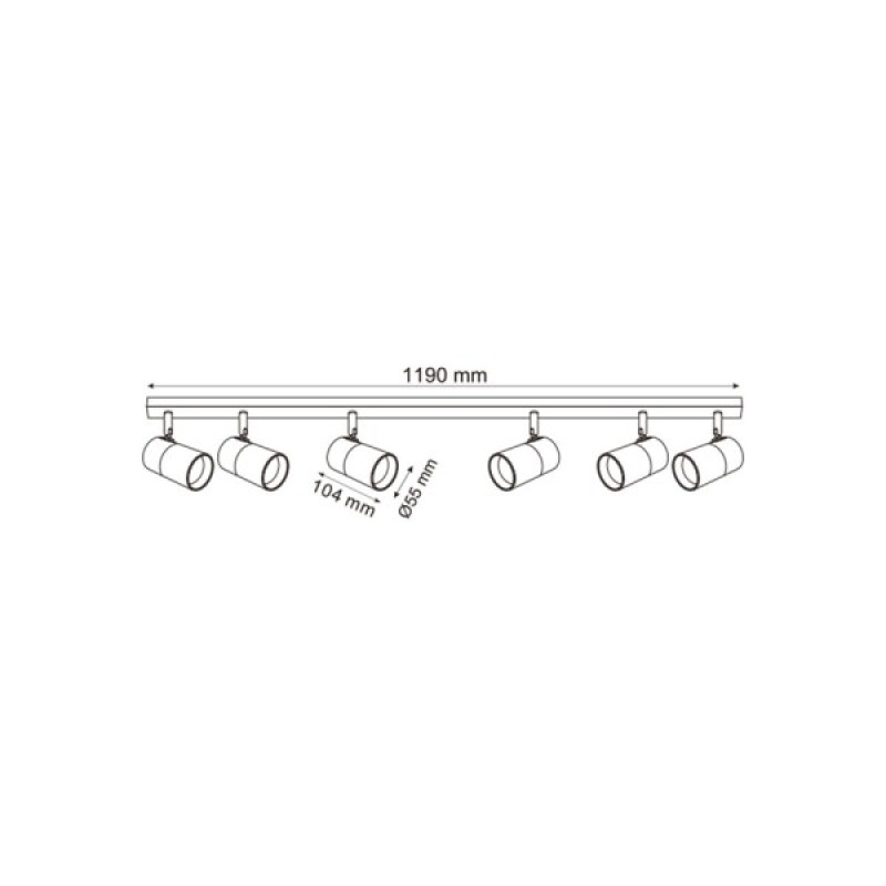 Світильник поворотний, спот Zuma Line 5905316655867 Fori GU10 6x50W IP20 чорний