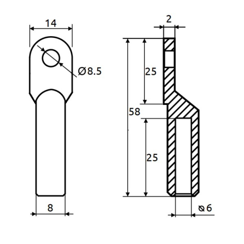 Медный кабельный наконечник Promfactor CL/CR-10-8