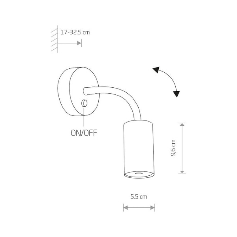 Бра, настінний світильник Nowodvorski 9067 Eye flex GU10 1x10W IP20 Bl