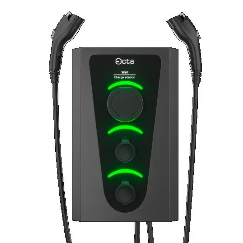 Комерційна зарядна станція Octa Energy SW336-S22-C1-C2 Smart Wall на 36кВт (розетка 3ф + Type 1 + Type 2)