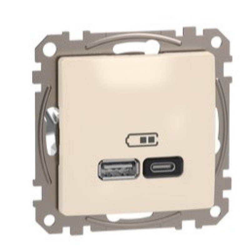 Розетка USB Schneider Electric Sedna Design & Elements A+C 3A 45Вт бежева SDD112404