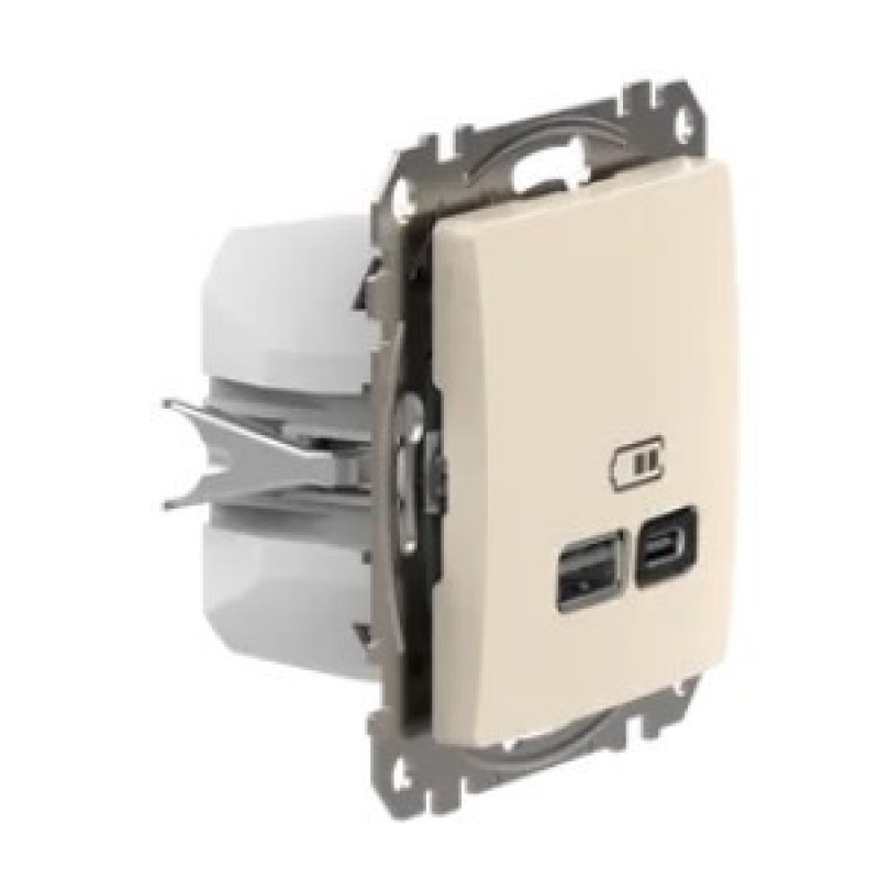 Розетка USB Schneider Electric Sedna Design & Elements A+C 3A 45Вт бежева SDD112404