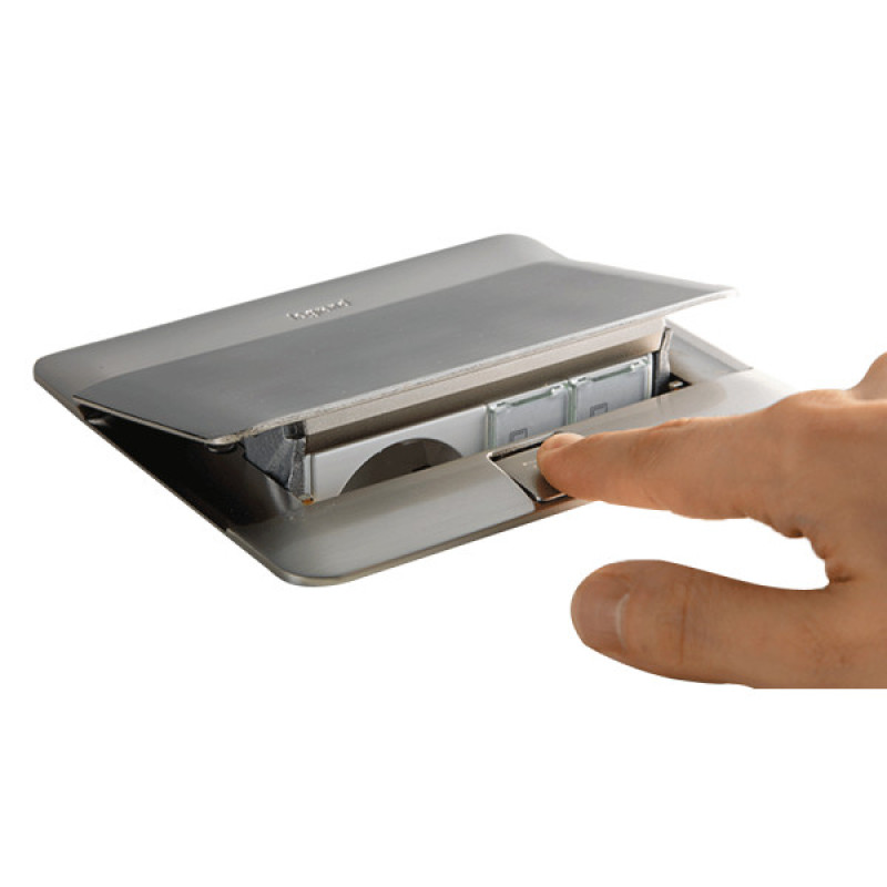 Лючок с выдвижным блоком розеток Legrand 54023 8М (нержавеющая сталь)