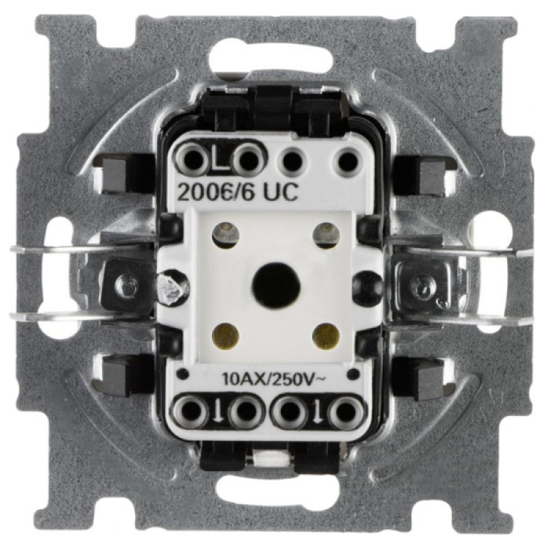 Двухклавишный проходной выключатель ABB Basic 55 2006/6/6 UC-92-507 (слоновая кость)