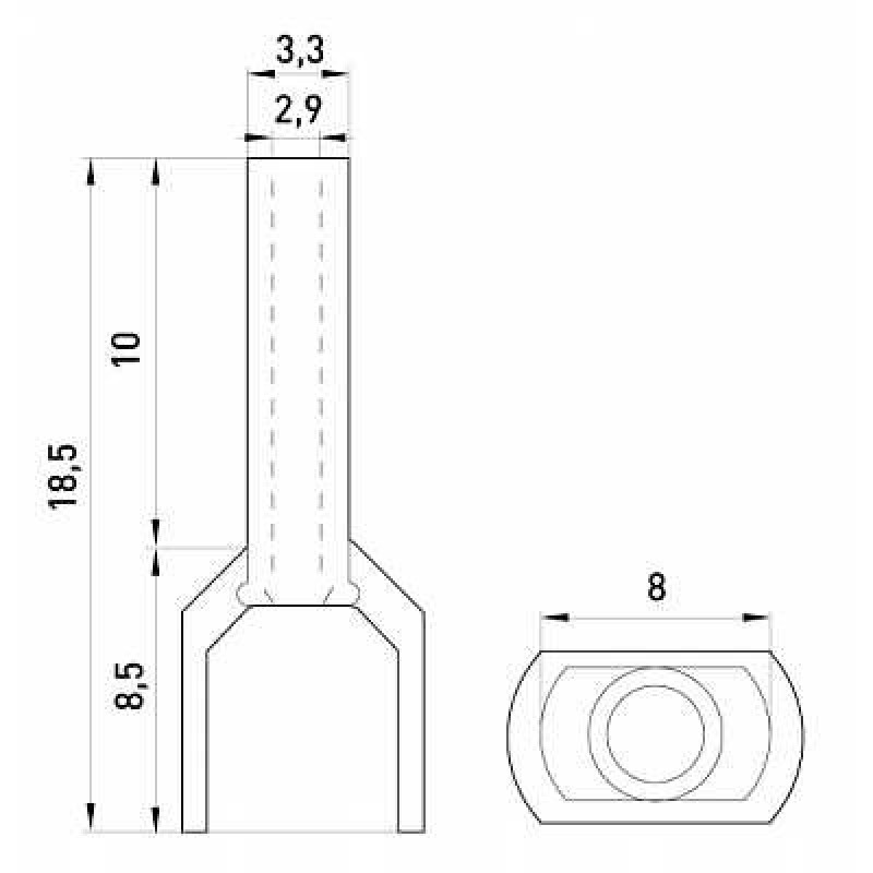 Изолированный наконечник E.Next e.terminal.stand.te.2.2.5.red 2x2,5 кв.мм красный (s4037007)