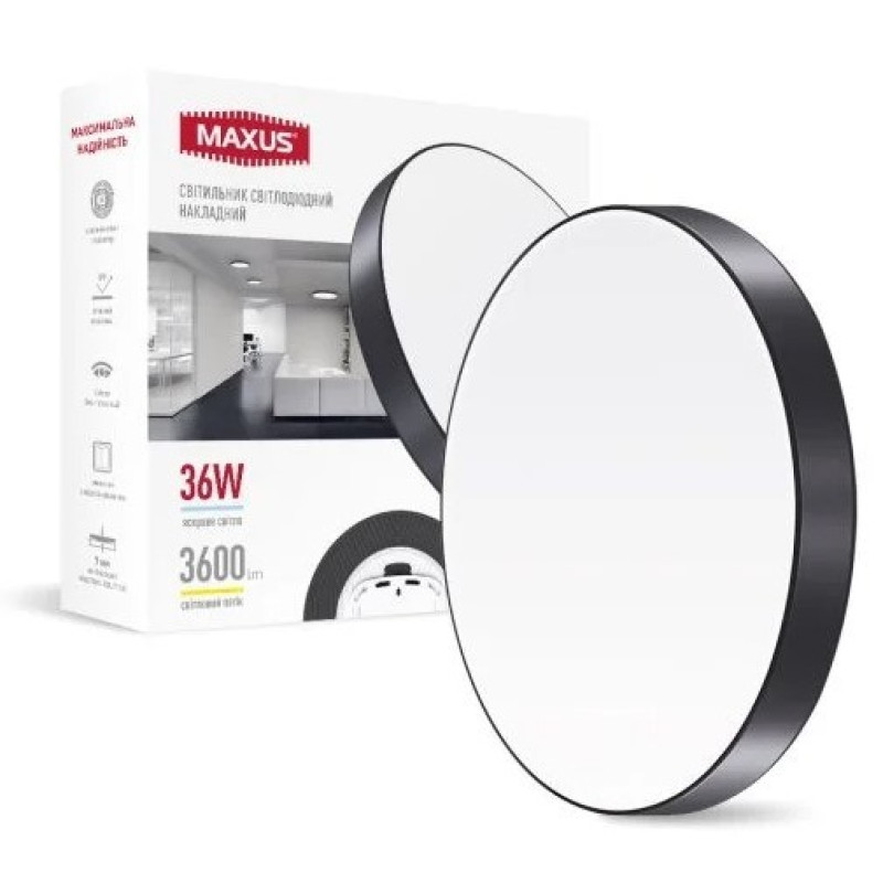 Світильник Maxus SP Ceiling 36Вт 4100K Circle Slim Black (1-MSP-3641-SLB)