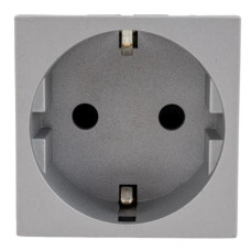 Механизм розетки Legrand Mosaic 2P+E (герм. стандарт) 2 модульная алюминий