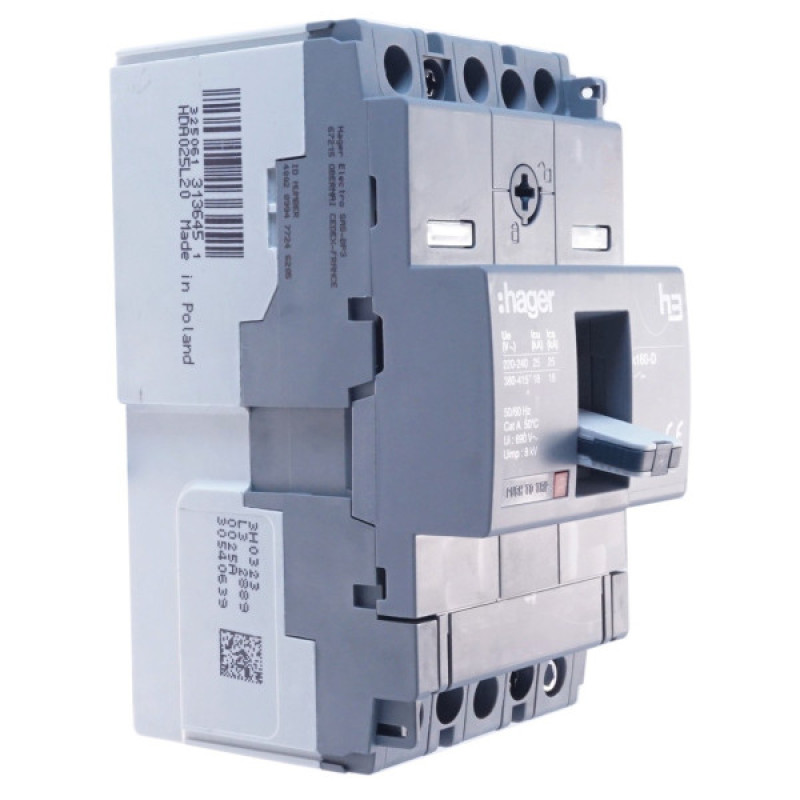 Эл.автомат Hager x160, In=25А, 3п, 18kA