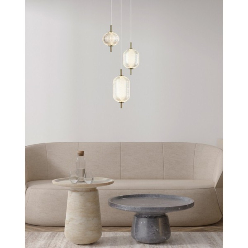 Підвісний світильник, люстра Italux PND-81438-3-GD Corado LED 3x23W 3000K 2104Lm IP20 золотий