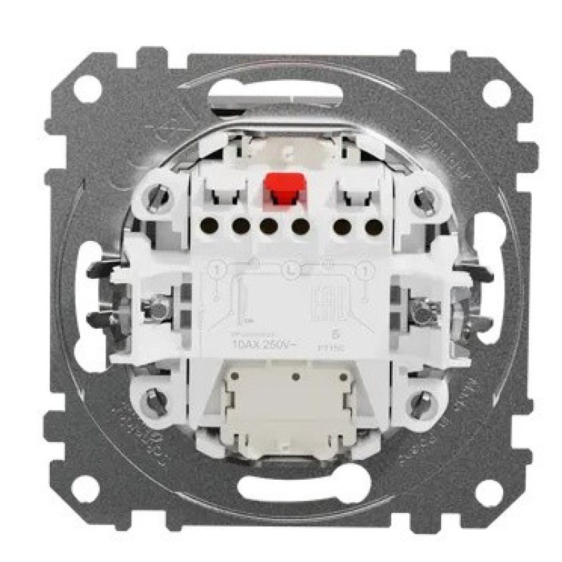 Двухклавишный выключатель Schneider Electric Sedna Design & Elements с подсветкой алюминий SDD113105L