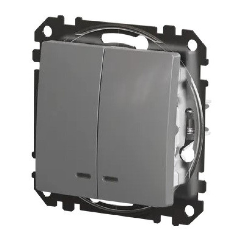 Двухклавишный выключатель Schneider Electric Sedna Design & Elements с подсветкой алюминий SDD113105L