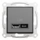 USB розетка Schneider Electric Asfora EPH2700371 USB/Type-C 2,4А антрацит