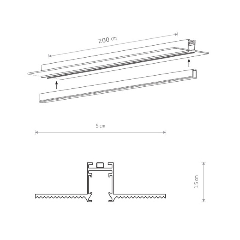 Магнітний шинопровід вбудований Nowodvorski 11731 NANO-LVM Recessed Track 2m IP20 чорний